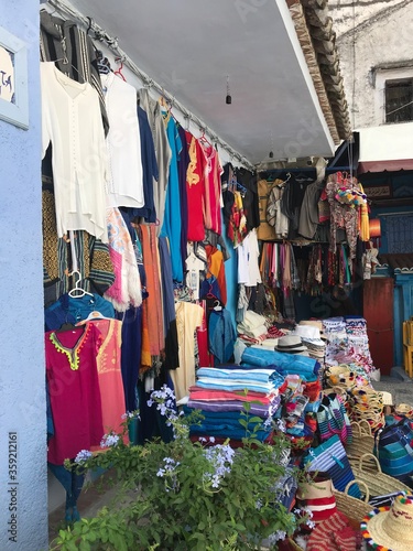 CHEFCHAOUEN, MOROCCO - 29 july 2019 Traditional Moroccan handicraft of the blue medina in Chefchaouen in Morocco. © MOUAD