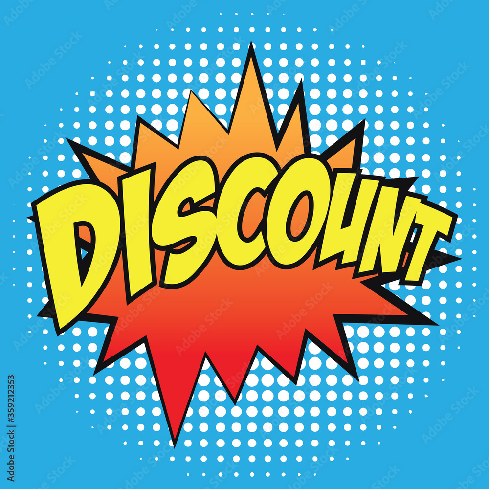 Fototapeta premium discount banner in speech bubble pop art style. vector illustration