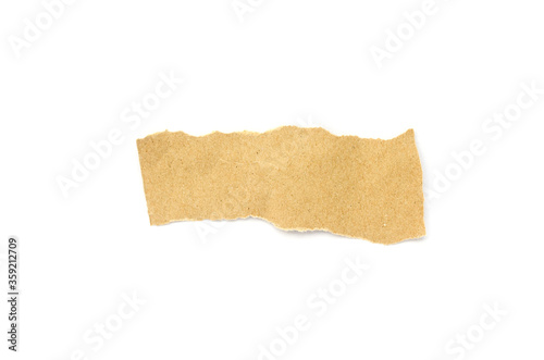 Recycled paper craft stick on a white background. Brown paper torn or ripped pieces of paper isolated on white background. 