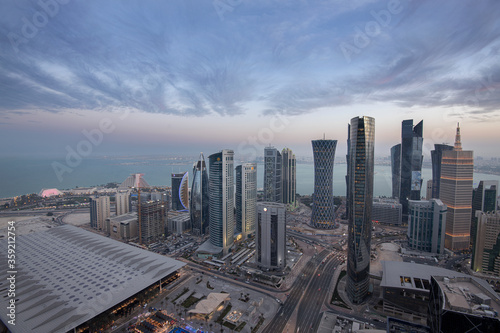 Aerial View of west bay area Doha City