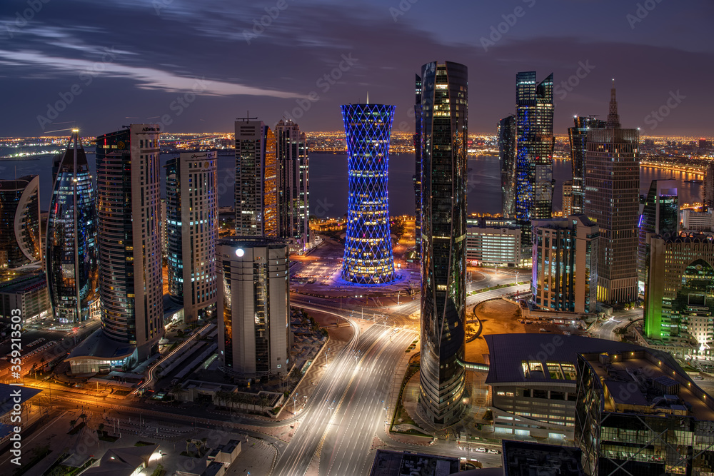 Naklejka premium Aerial View of west bay area Doha City