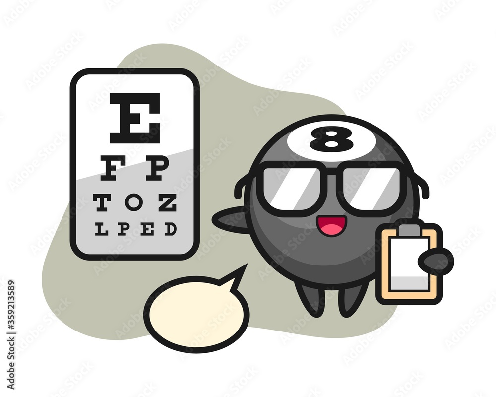 Eight ball billiard cartoon as a ophthalmology Eight ball billiard cartoon as a ophthalmology