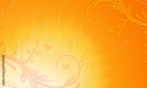 edler Hintergrund gelb gold orange, Pastell sonniges Leuchten Licht Sonnenschein, helle Blätter Ranken floral in Ecken am Rand, luxuriös goldenes zeitloses Design oder einfach nur elegant Gold