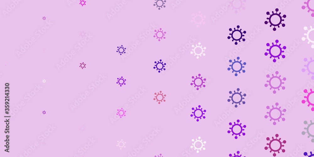 Light Purple, Pink vector backdrop with virus symbols. Light Purple, Pink vector backdrop with virus symbols.