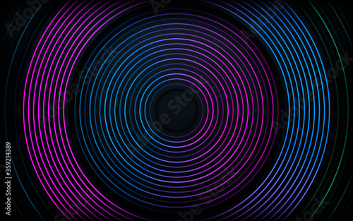 Dark abstract modern background. Colorful gradient line decoration.