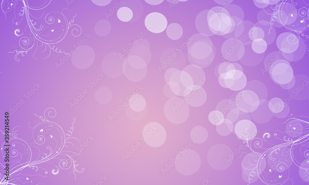 edler Hintergrund lila violett blau gelb, Pastell sonniges Leuchten Licht Sonnenschein, Blätter Ranken floral am Rand Bokeh Glitzer luxuriös zeitloses Design oder einfach nur elegant Layout Vorlage