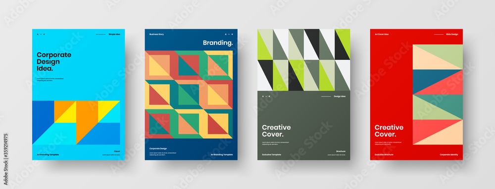 Abstract brochure cover vector design. Corporate identity geometric illustration template.