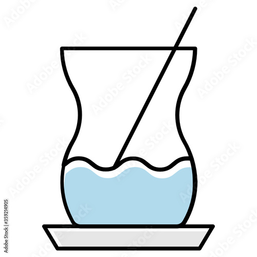 Gin Tonic Cocktail Pitcher Concept, Wide and Large Glass with Drip Vector Color Icon Design, Foodie and gourmet Symbol on white background 