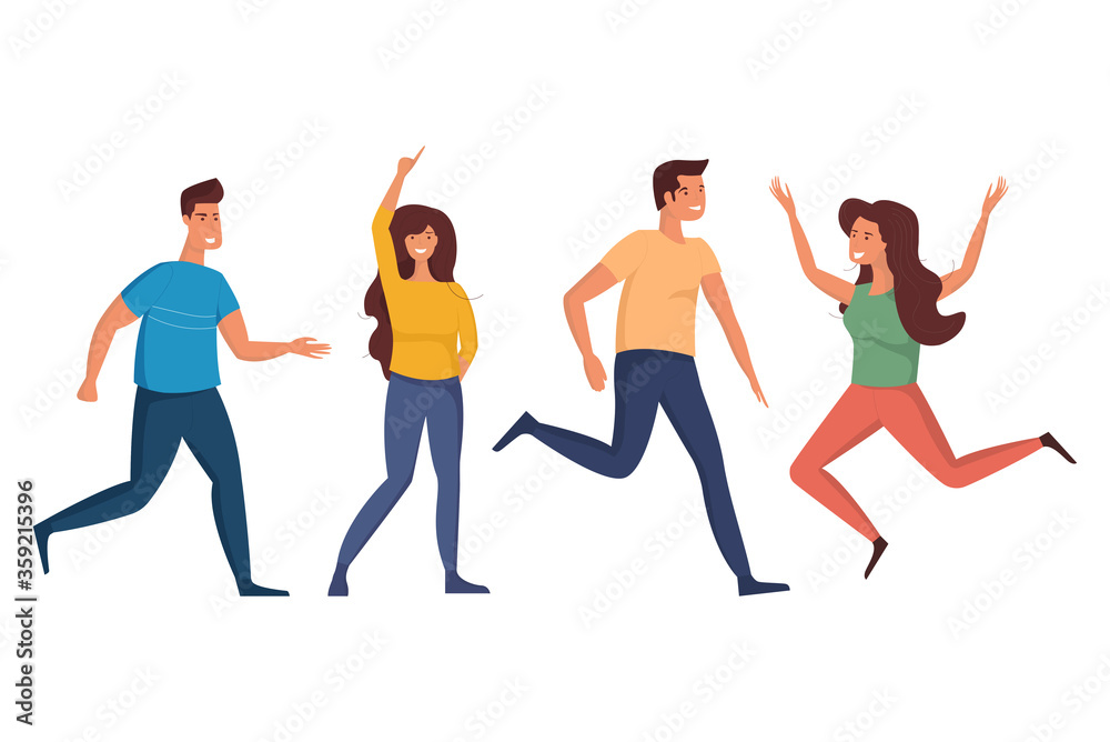 Fototapeta premium Youth day dancing people. Vector illustration for international youth day.