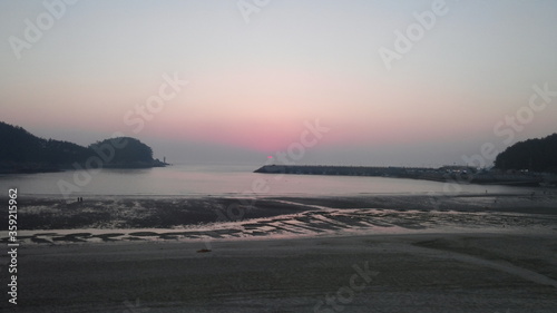 sunset and ebb tide, 서해 천리포의 낙조와 썰물