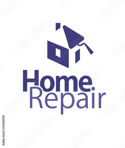 Home repair construction service logo concept. Creatively combined elements of house and trowel. Editable EPS vector
