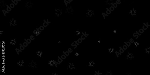 Dark gray vector background with covid-19 symbols.