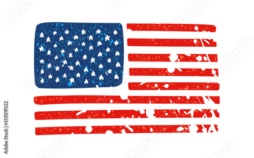 Obraz na płótnie USA flag in a cartoon style Mask vector illustration. Grunge texture w salonie