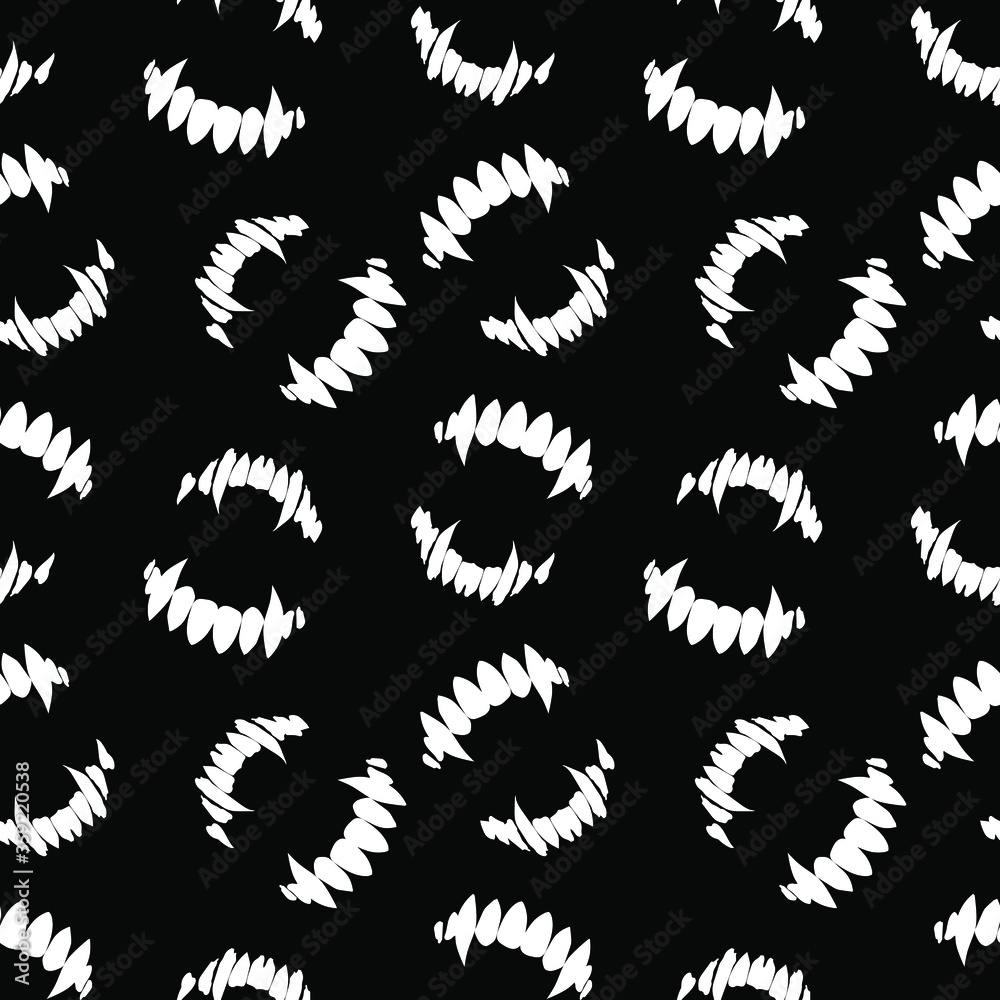 Vampire teeth seamless pattern vector on black background Eps10 
