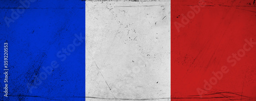Grunge France flag. France vintage flag with grunge texture. Stock illustration. © Victor