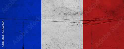 Grunge France flag. France vintage flag with grunge texture. Stock illustration.