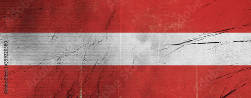 Grunge Austria flag. Austria vintage flag with grunge texture. Stock illustration.