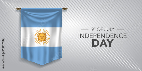 Argentina independence day greeting card, banner, vector illustration