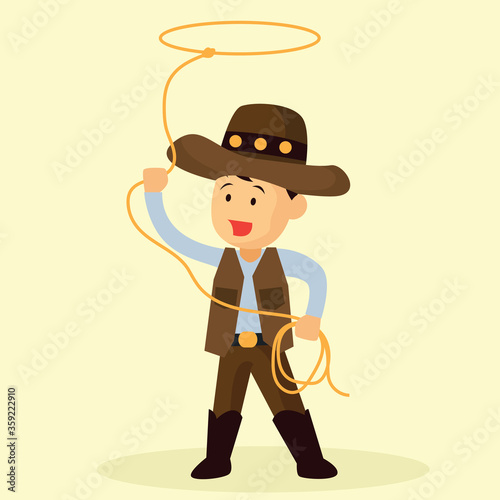 cowboy throws a lasso for rodeo western design. vector illustration