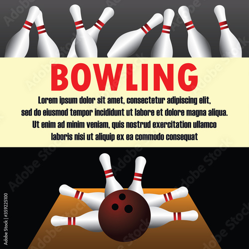 bowling banner for bowling tournament. vector illustration