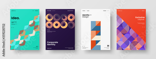 Abstract brochure cover vector design. Corporate identity geometric illustration template.