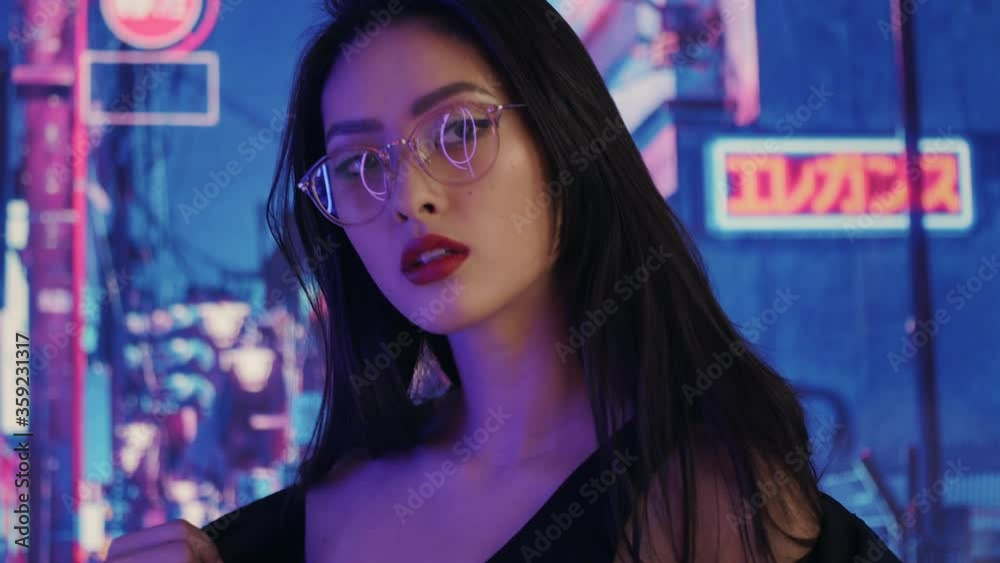 Asian Woman in the City at Night. Asian Woman in the City at Night.