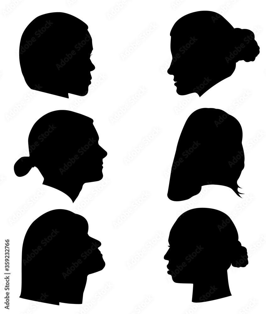 Vector female icons. Isolated illustrations of different people.