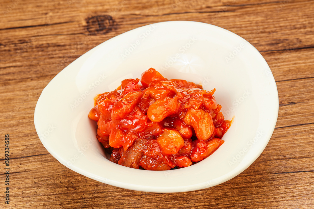 Baked kidney with tomato and pepper Baked kidney with tomato and pepper