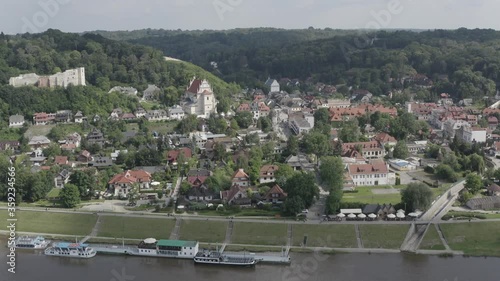 Panorama Kazimierza Dolnego nad Wisłą, widok z lotu ptaka photo