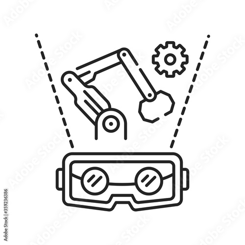 VR manufacturing black line icon. Cyber technology. Pictogram for web page, mobile app, promo. UI UX GUI design element. Editable stroke