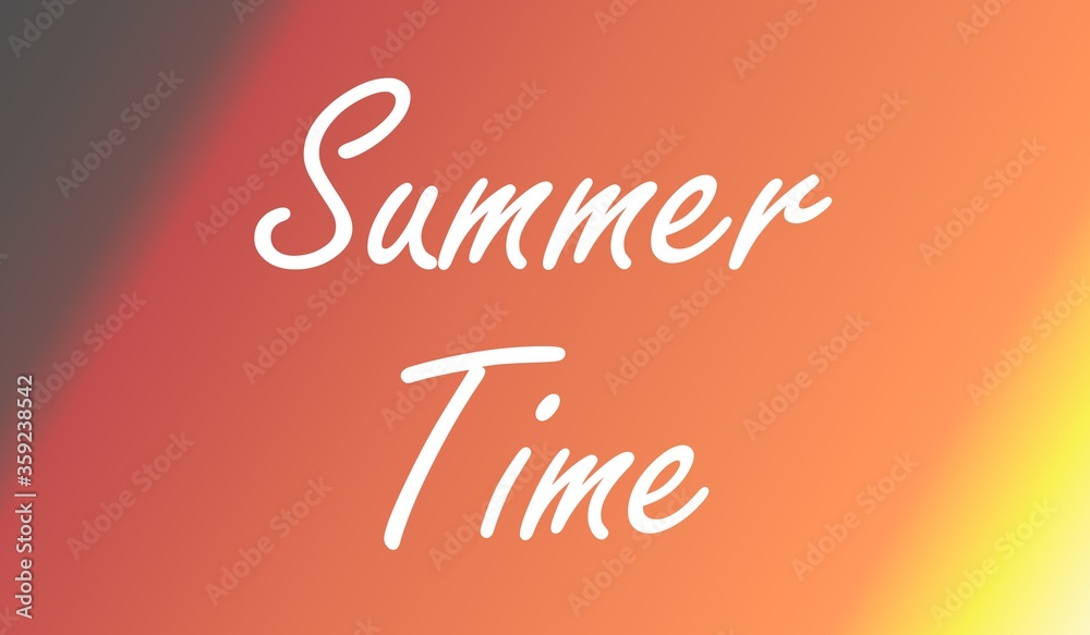 Summer Time escrito en color blanco sobre fondo de colores anaranjados que evocan al verano. Letras blancas sobre fondo de colores calidos.