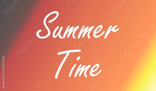 Summer Time escrito en color blanco sobre fondo de colores anaranjados que evocan al verano. Letras blancas sobre fondo de colores calidos. photo