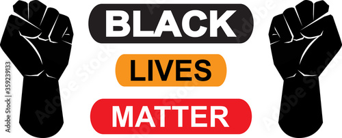 Black lives matter icon on white background, vector illustration. Black Lives Matter Illustration with Strong Fist