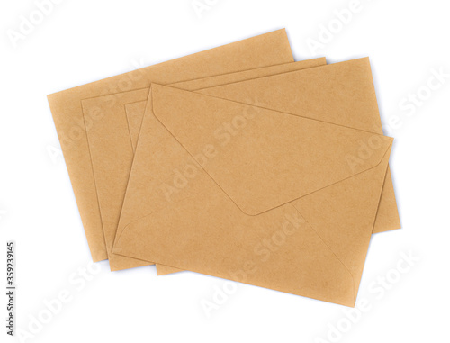 Brown Envelope paper document on white background .