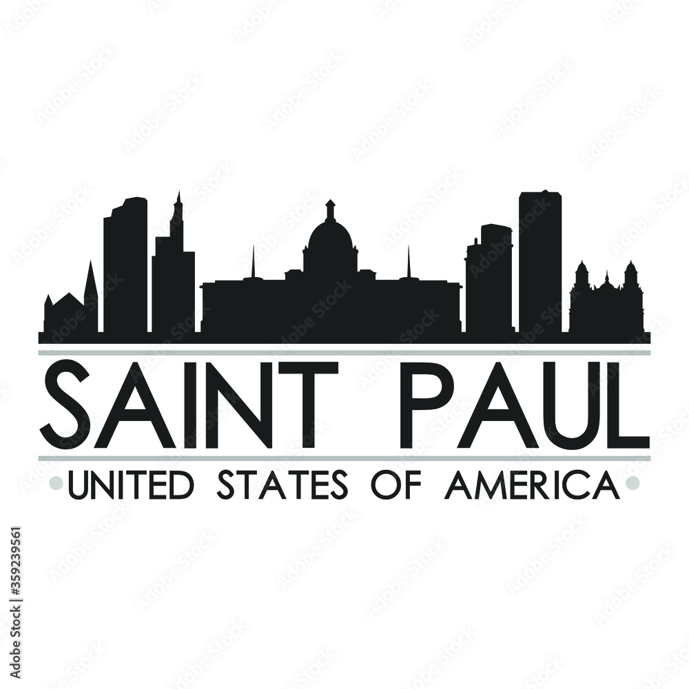 Saint Paul Skyline Silhouette Design City Vector Art Famous Buildings