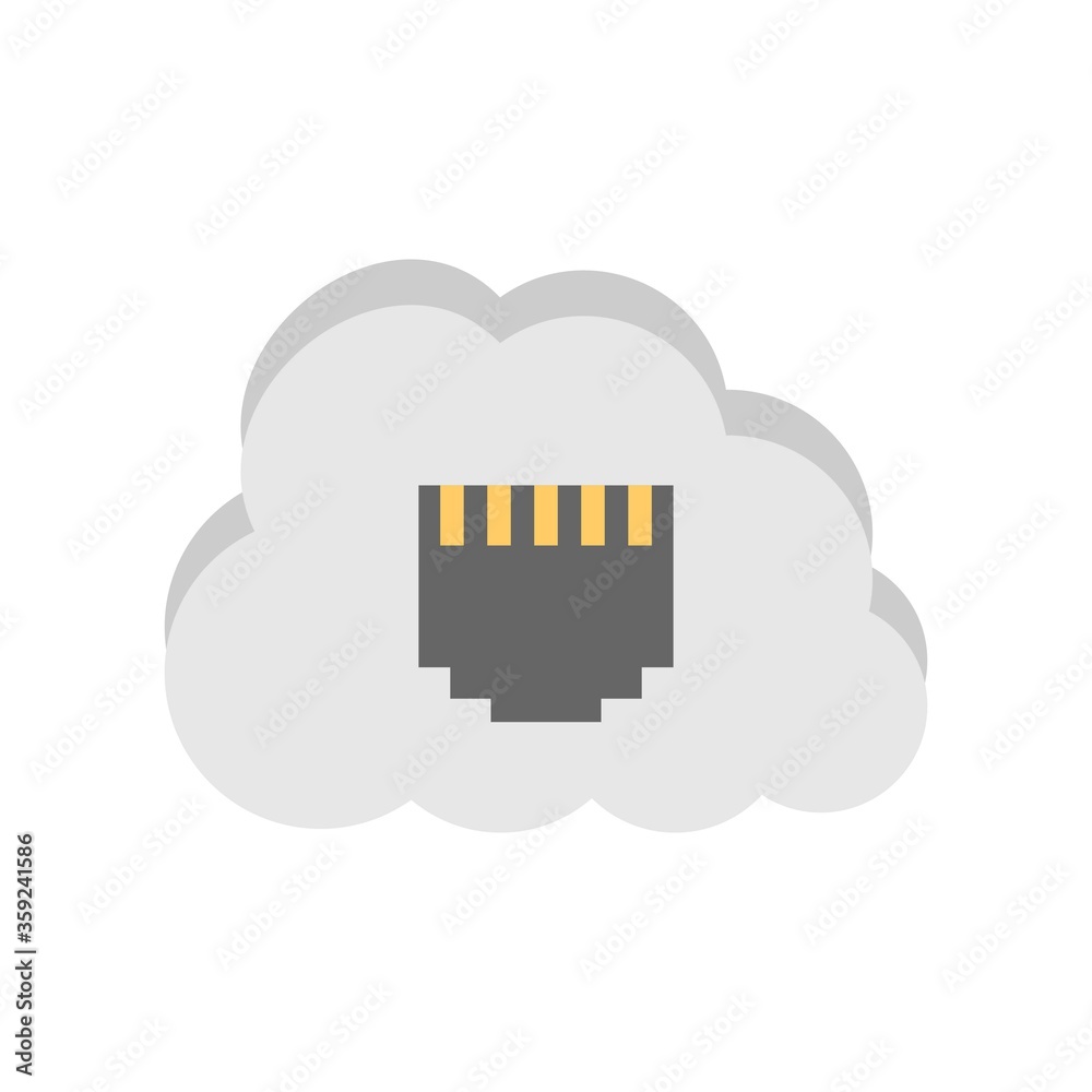 Cloud with lan port symbol. Cloud network connection icon. Cloud with lan port symbol. Cloud network connection icon.