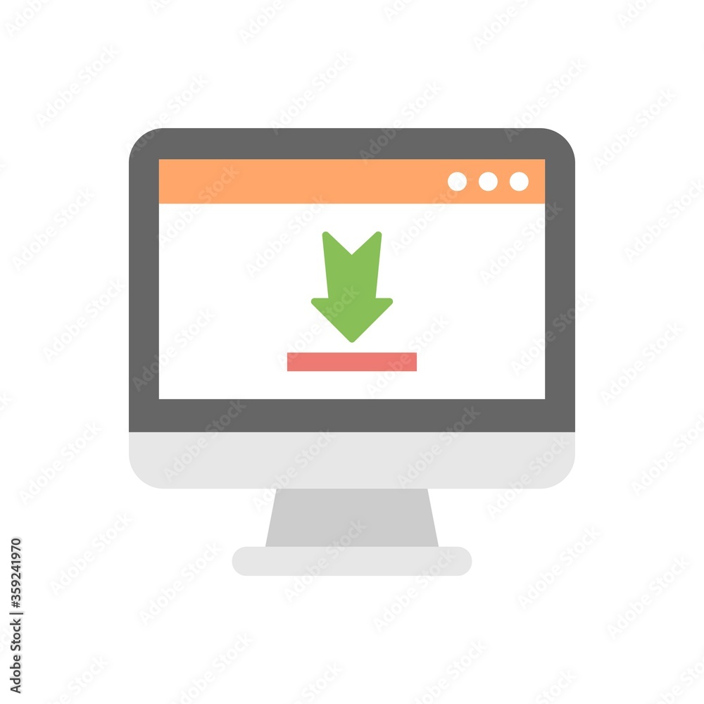 Downloading files from cloud to computer icon illustration. Downloading files from cloud to computer icon illustration.