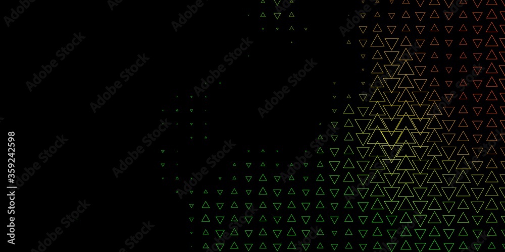 Dark Green, Red vector backdrop with lines, triangles. Illustration with colorful gradient triangles. Pattern for commercials.