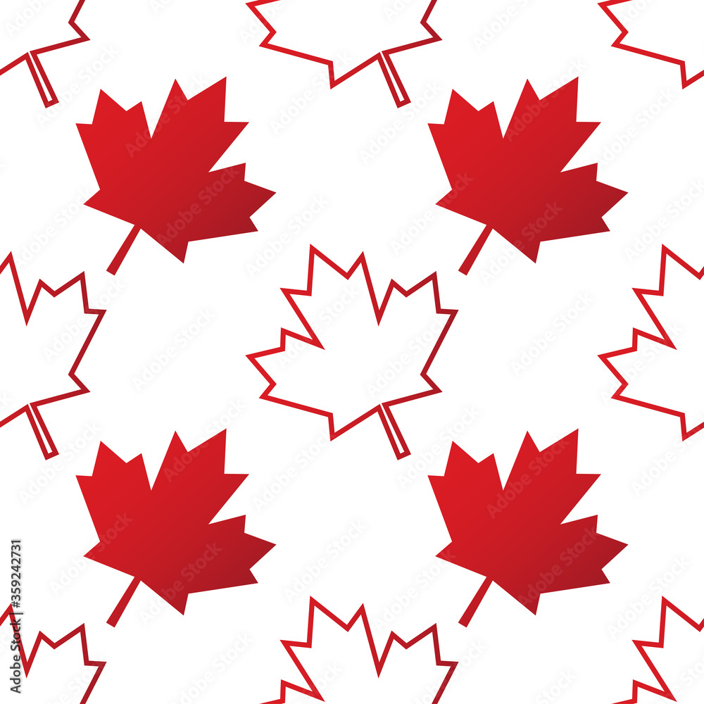 Seamless pattern background with Canadian maple leaf. Template for background, banner, card, poster. Vector EPS10 illustration. Seamless pattern background with Canadian maple leaf. Template for background, banner, card, poster. Vector EPS10 illustration.