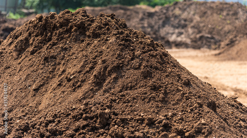Tableau sur toile A pile of artificial fertile soil - a mixture of floodplain soil, peat and sand