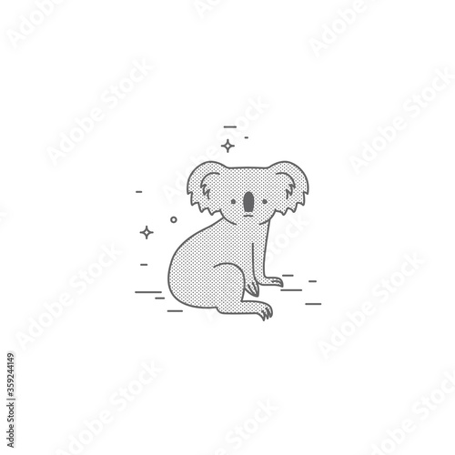 Koala, simple illustration of a cute animal. Logo, sign, symbol, path for laser engraving.