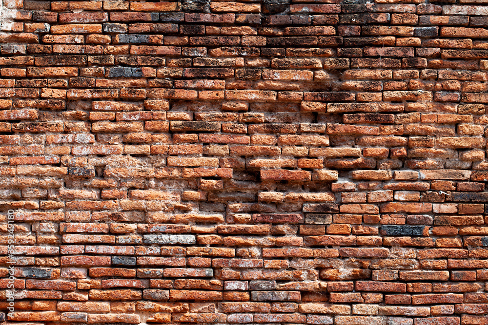 Fototapeta premium Old vintage red brick wall background texture.Copy space.