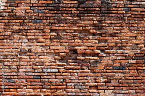 Old vintage red brick wall background texture.Copy space.