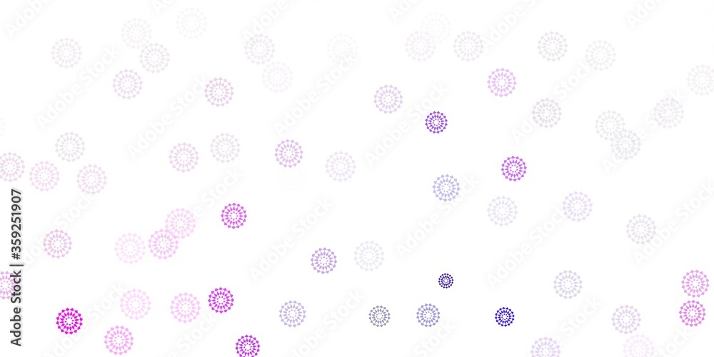 Light purple, pink vector doodle texture with flowers.