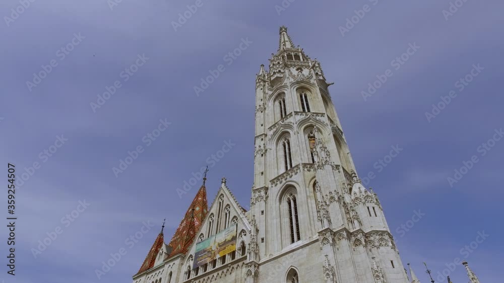 Matthias Church (Church of the Assumption of the Buda Castle) in Budapest Hungary, Europe during pandemic Covid-19. 4k Hand held Matthias Church (Church of the Assumption of the Buda Castle) in Budapest Hungary, Europe during pandemic Covid-19. 4k Hand held