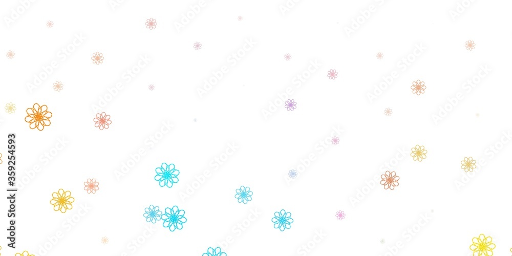 Light Blue, Yellow vector natural artwork with flowers.