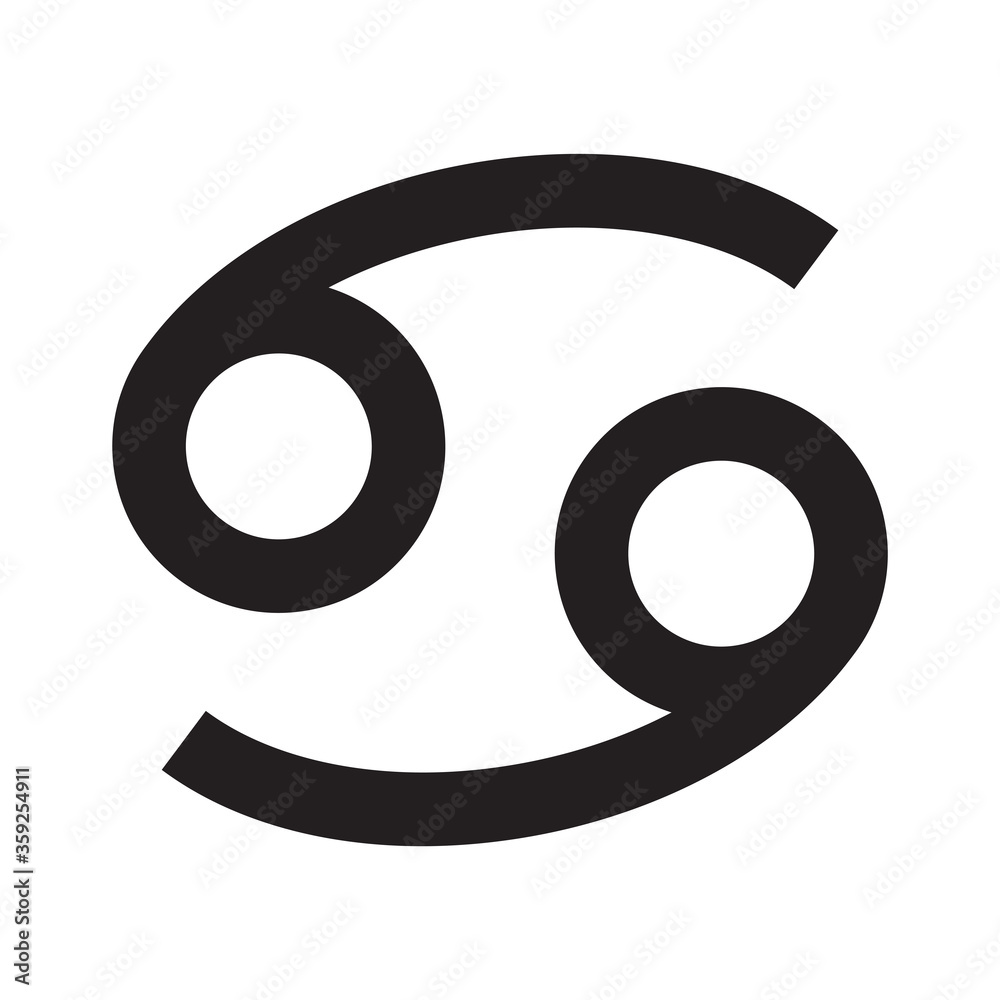 Cancer. Zodiac sign. Astrological calendar. Zodiacal black and white vector horoscope. Line symbol Cancer. Zodiac sign. Astrological calendar. Zodiacal black and white vector horoscope. Line symbol