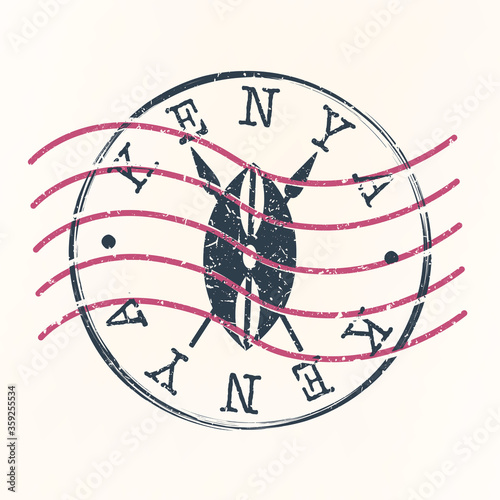 Kenya Stamp Postal. Silhouette Seal. Passport Round Design. Vector Icon. Design Retro Travel. National Symbol.