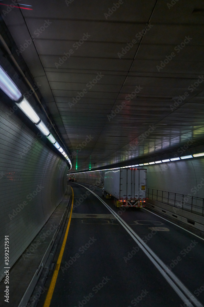 Inside Lincoln Tunnel in New York