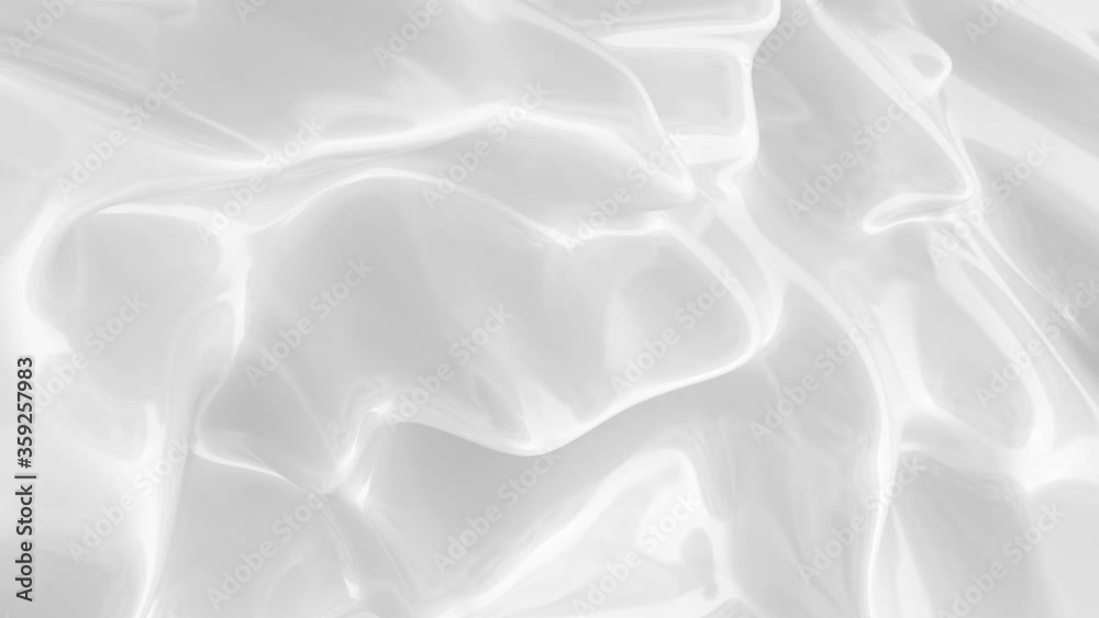 White smooth glossy abstract elegant liquid animation background. White lava, cream, latex, lacquer, varnish wave. Seamless looping animation